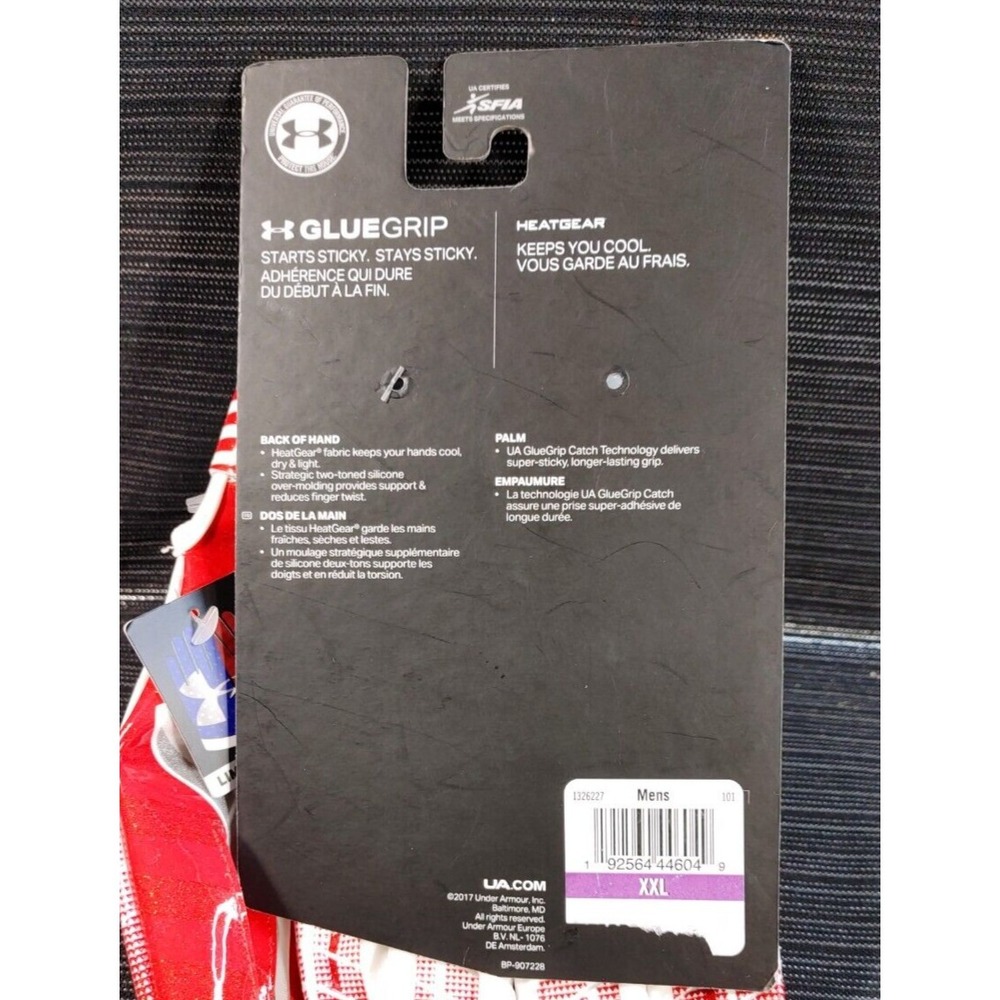 UA Under Armour F6 Football Gloves Glue Grip Size 2XL Stars & Stripes Skill - Picture 5 of 5